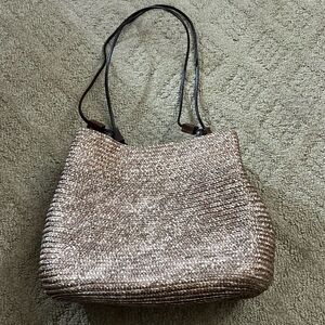 100% Wheat Straw Shoulder Bag – Tan/Brown | NWOT | Natural Boho Style